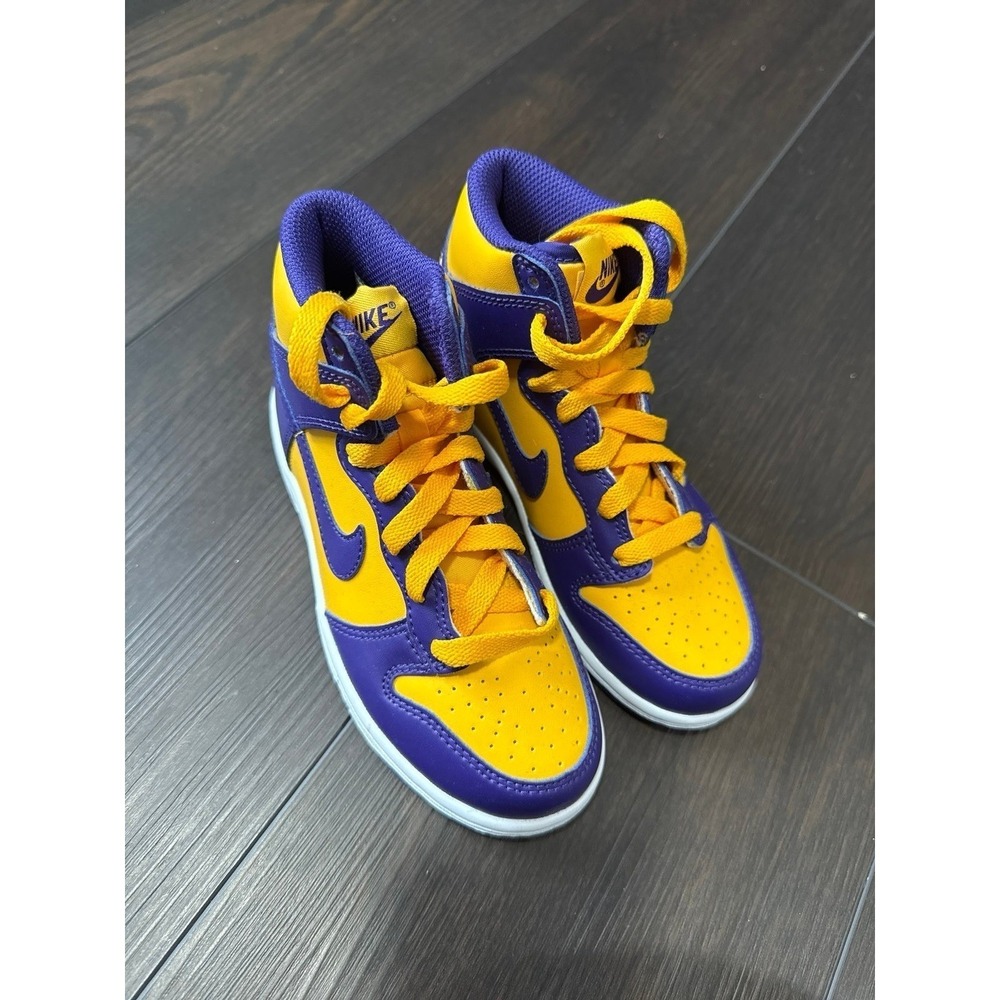 Nike Dunk High Lakers Purple Yellow Kids Sneakers 12C DZ2662-500